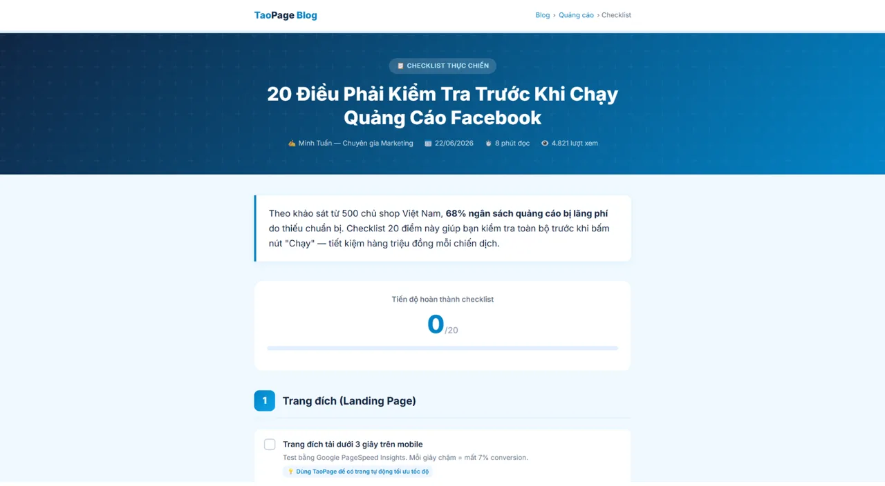 Bài Viết Dạng Checklist
