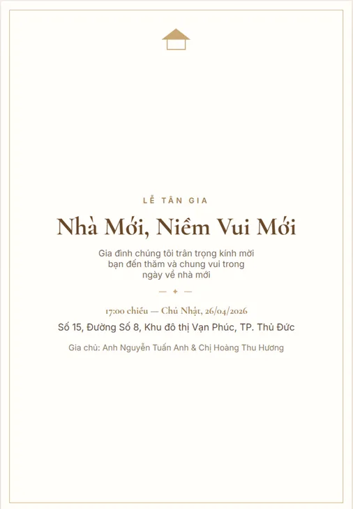 Thiệp Mời Tân Gia Hiện Đại