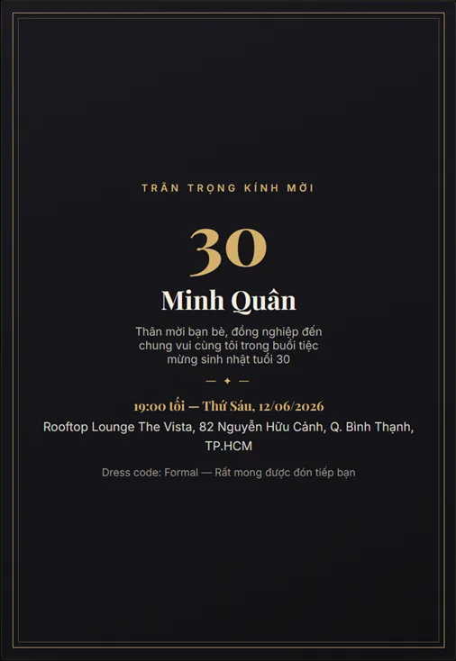 Thiệp Mời Tiệc Sinh Nhật Người Lớn
