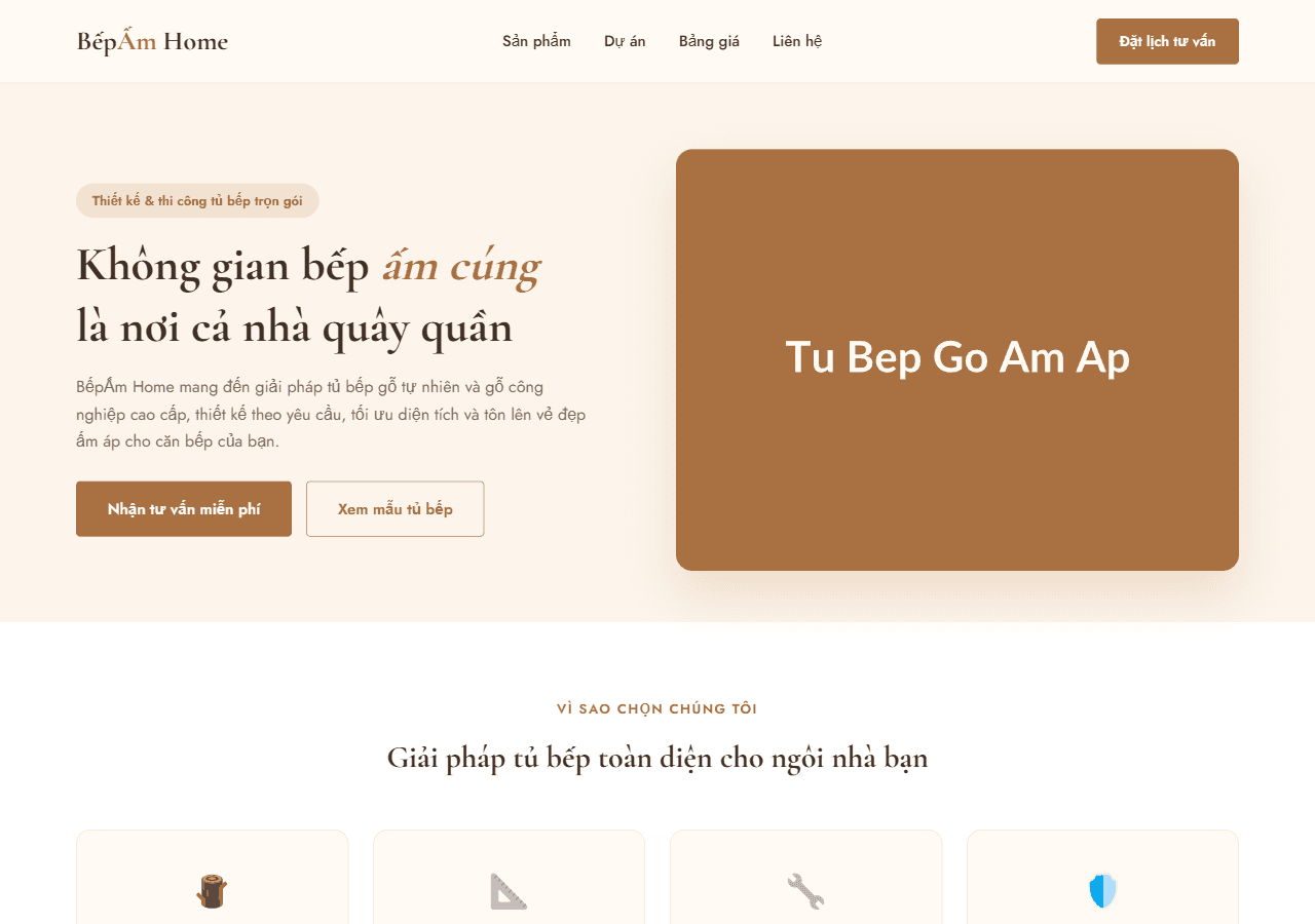 Landing Page Nội Thất Phòng Bếp
